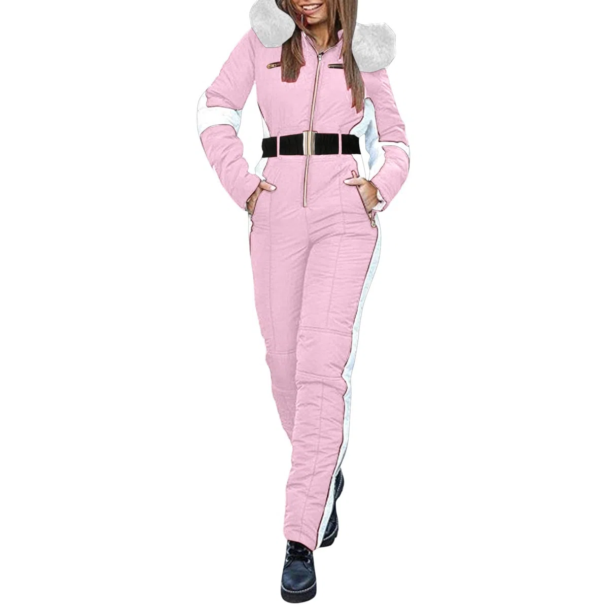 Combinaison de ski une pièce pour femme - Imperméable - Coupe-vent - Combinaison de ski isolée pour le ski