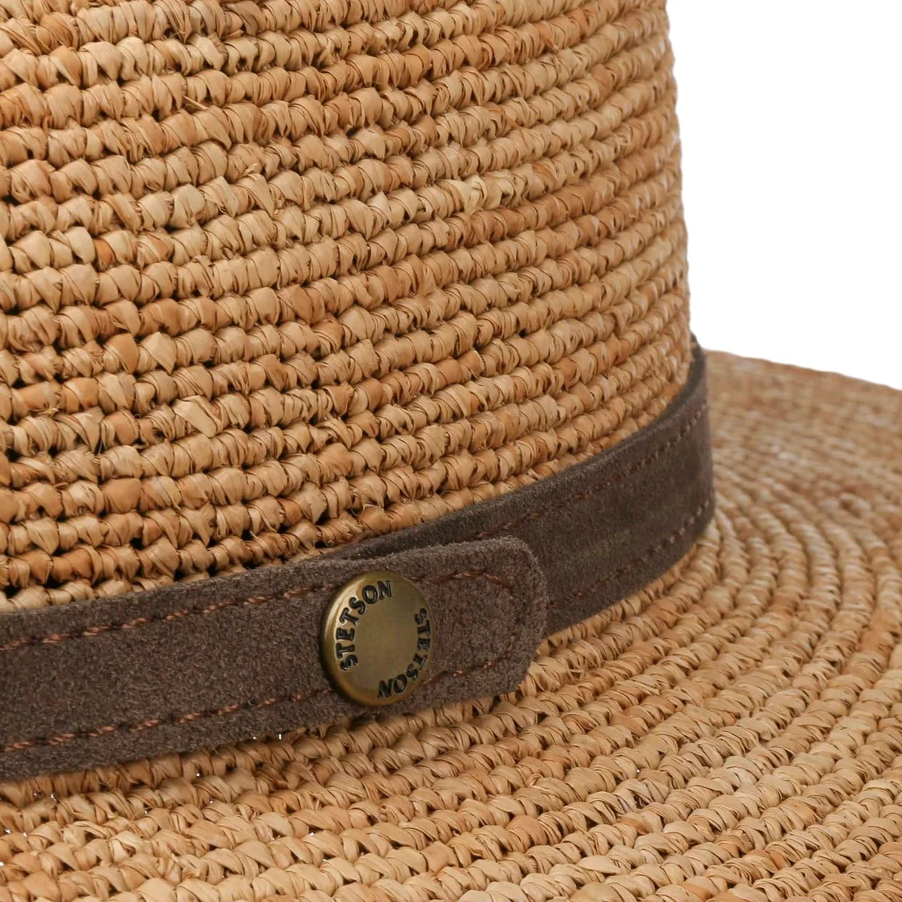 Stetson Chapeau en Paille Crochet Rollable Femme/Homme - Made in France D'Ete de Raphia Soleil avec Bandeau Cuir, Cuir Printemps-ete Printemps Ete