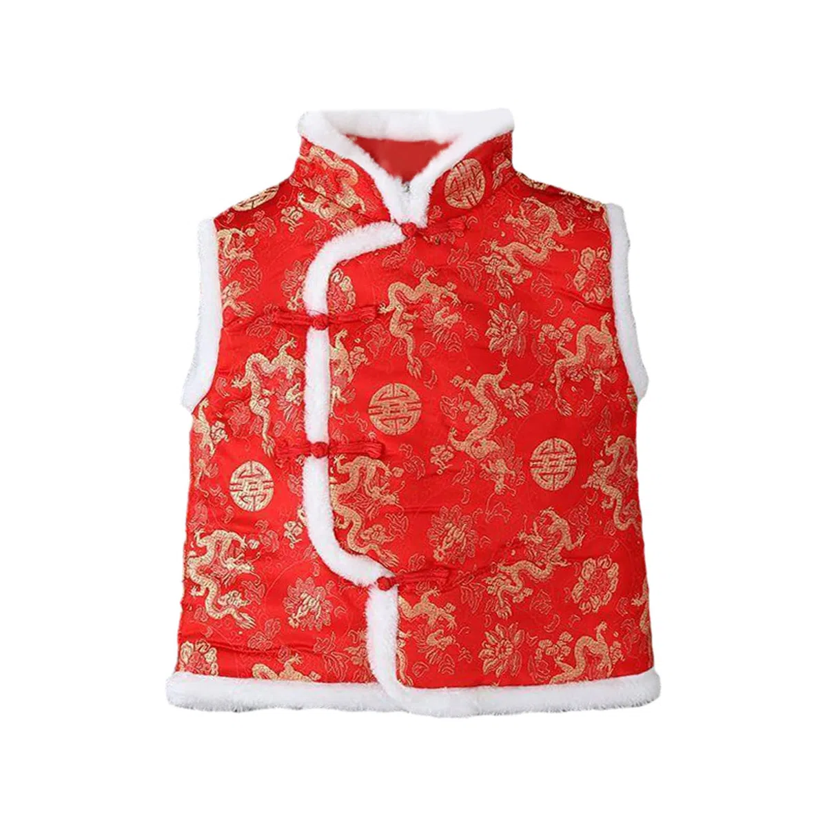 Générique Manteau Ado Garcon,Enfant en Bas âGe Enfants Polaire Gilet Manteau Nouvel an Chinois sans Manches Traditionnel Tang Hauts Infantile BéBé Manteau Gilet Manteau GarçOns