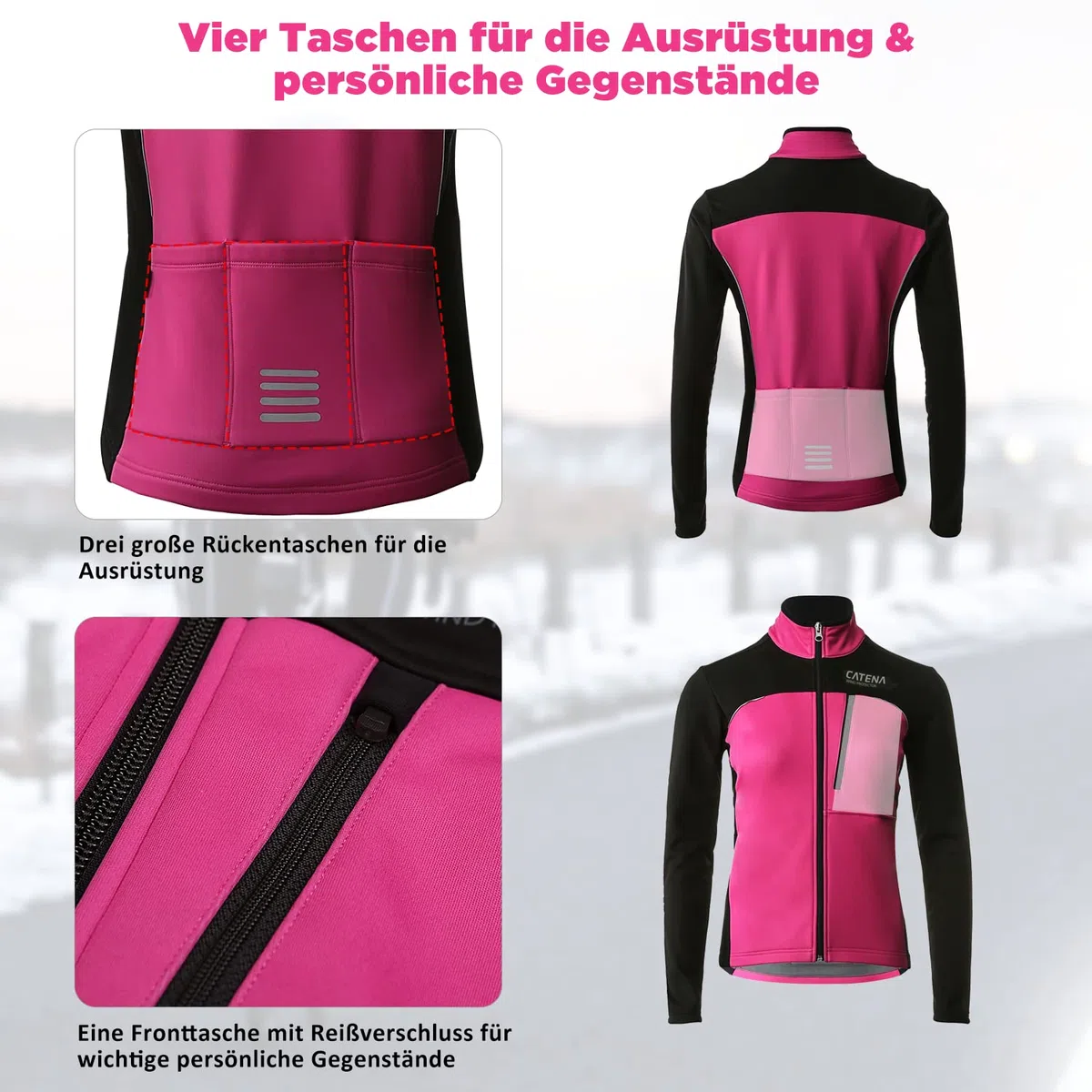 Veste Cycliste Hiver Femme, Veste VTT Imperméable, Veste Softshell Coupe-vent, Veste Thermique Respirante, Veste Cycliste Réfléchissante, pour Cyclisme, Course, Alpinisme, Randonnée