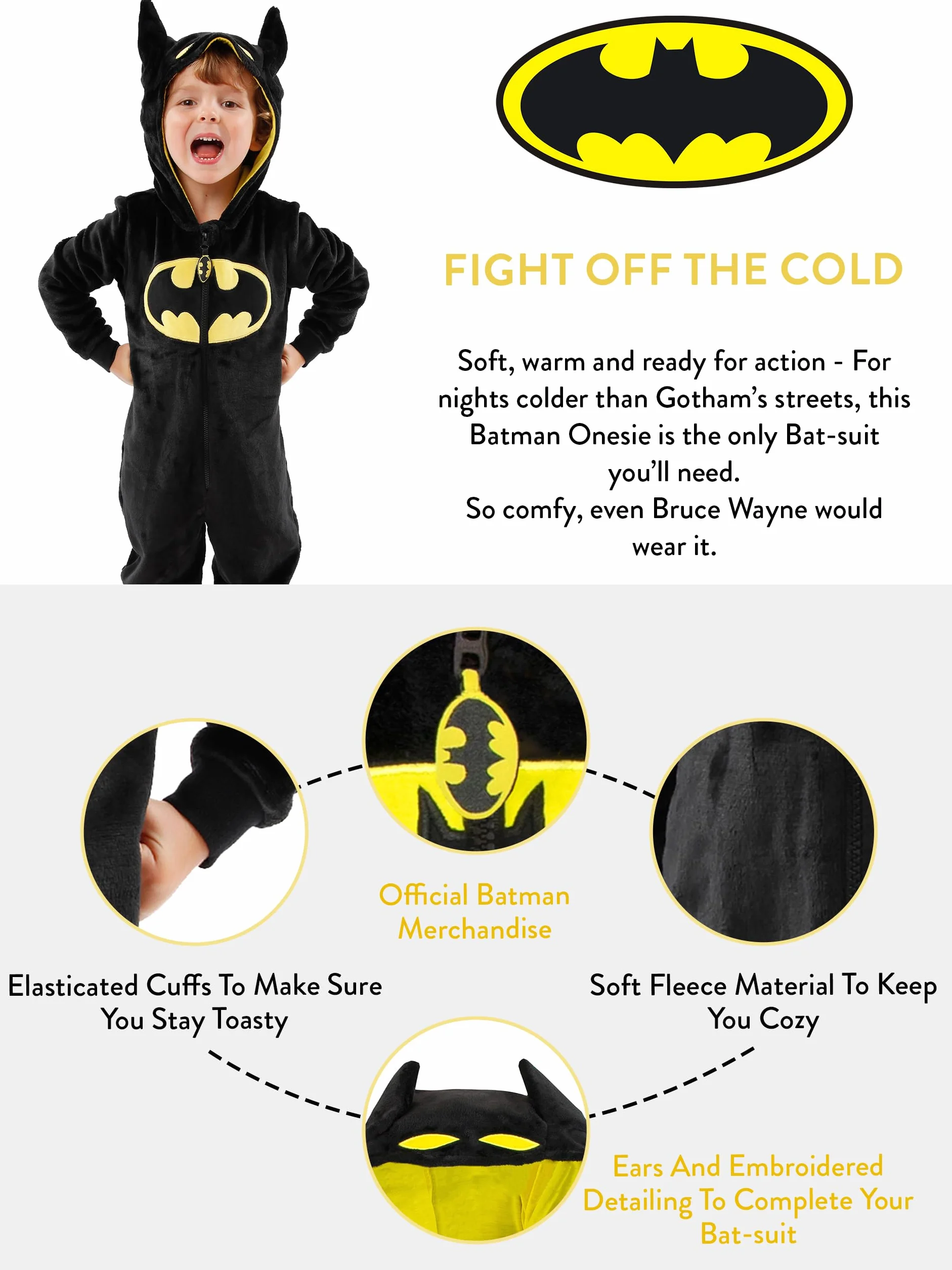 DC Cpmics - Grenouillère - Batman - Garçon - Noir - 5-6 Ans