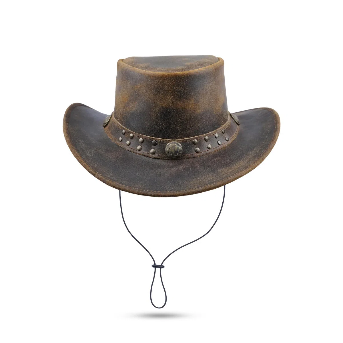 Leatherick Chapeau de Cowboy Chapeau en Cuir de Vachette Outback Occidental de Style Australien en Daim véritable