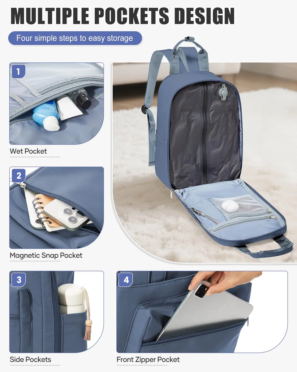 BJLFS Sac à dos sous vide avec pompe Ryanair Wizzair 40x30x20 Femme Sac Cabine Avion 40x30x20 sous vide Bagage Cabine 45x36x20 Easyjet Bagage à Main Sac pour Ordinateur Portable 14 Pouces