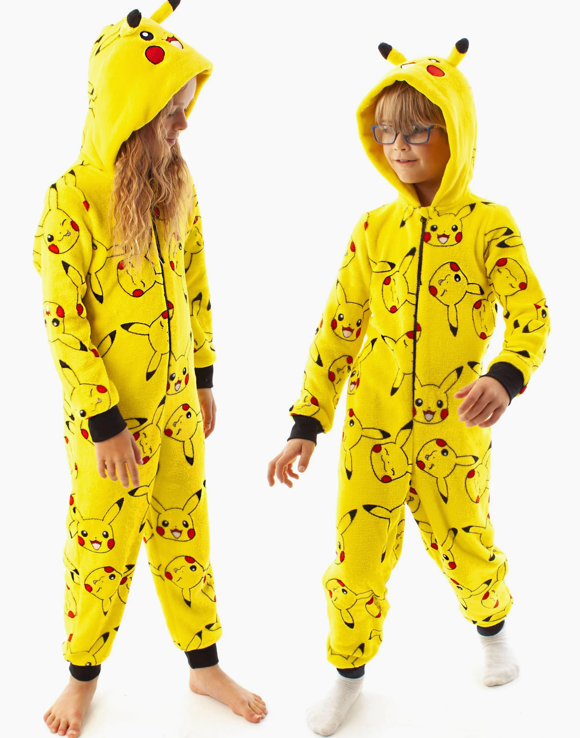 Pokémon Onesie Boys Pikachu Yellow Yellow Ears 3D Enfants Tout en Un Pyjamas PJS
