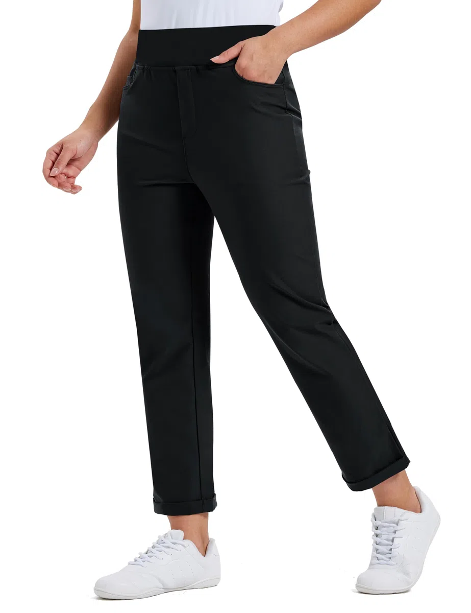 MoFiz Pantalon de Golf pour Femme avec Poches Pantalon Bureau de Extensible Pantalons de Business avec Ceinture élastique imperméable pour Sport, Voyage et Travail UPF50+