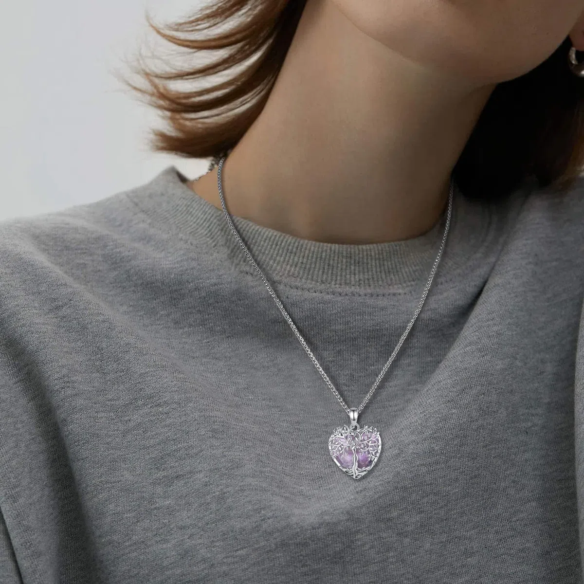 AEONSLOVE Collier Arbre de Vie avec Cristal pour Femme Pendentif Arbre de Vie avec Améthyste Malachite Collier Cristal de Guérison Pendentif Pierre de Lune Obsidienne Bijoux en Turquoise