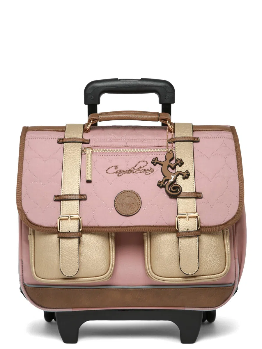 Cameleon Cartable à roulettes Rose 38cm Vintage Fantasy avec 2 compartiments - Idéal pour l'école primaire et la rentrée scolaire en CP, CE1 et CE2 pour fille et garçon