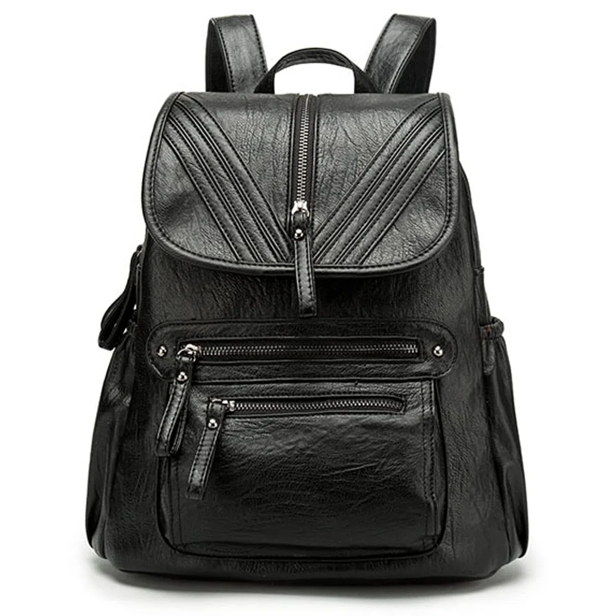 Sac à dos Femme Cuir Étanche Mode Grande capacité Sacs portés dos Fille Femmes Voyage Sac a dos Noir
