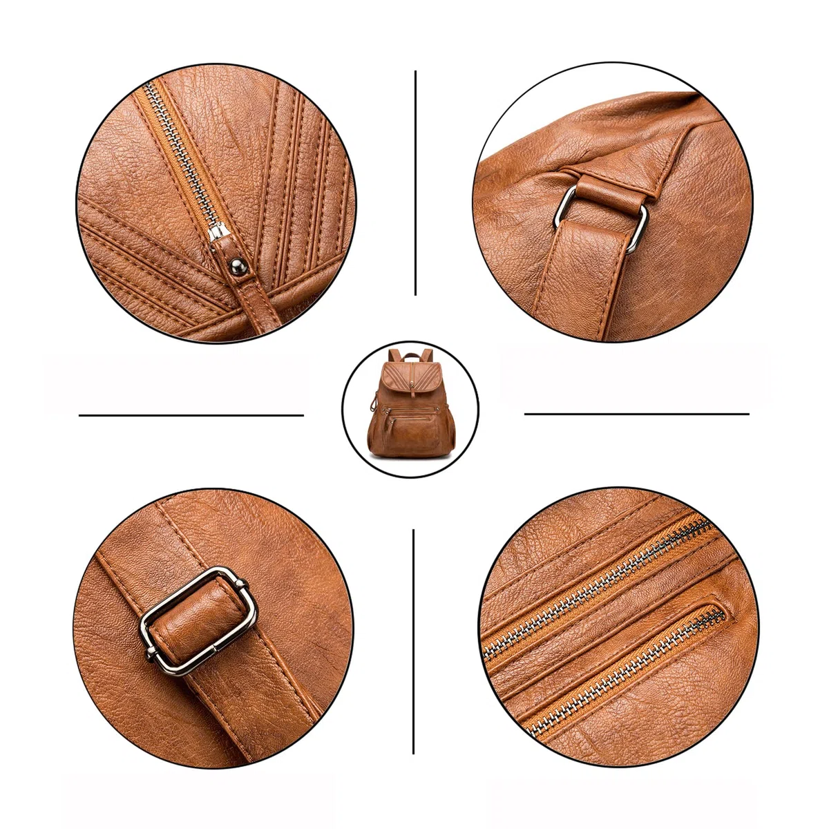Sac à dos Femme Cuir Étanche Mode Grande capacité Sacs portés dos Fille Femmes Voyage Sac a dos Noir