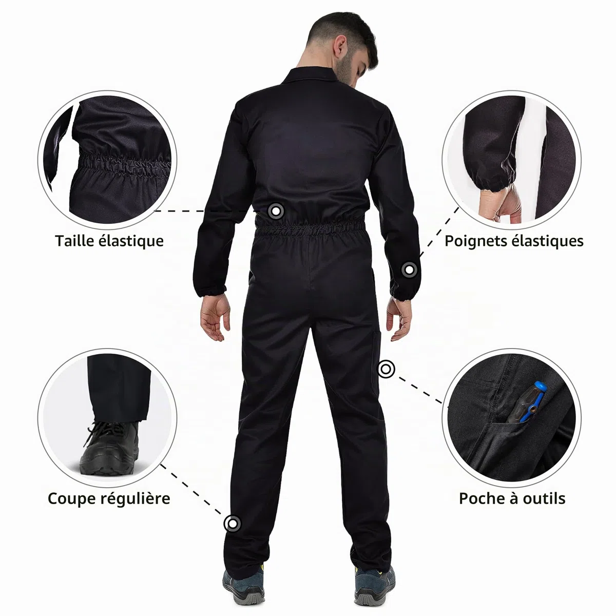 BWOLF ANAX Combinaison Travail Salopette De Travail Homme Bleu de Travail Homme - 100% Coton