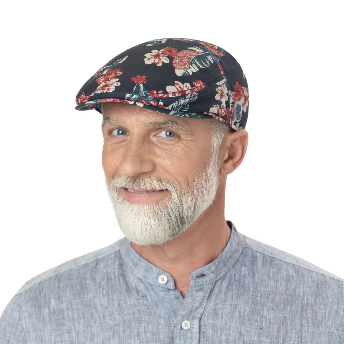 Stetson Flowlin Casquette Plate Gavroche a Fleurs Multicolore Lin Unisexe Printemps Ete