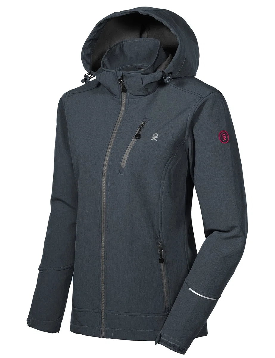 Little Donkey Andy Veste softshell pour femme avec capuche amovible, doublure polaire et déperlante