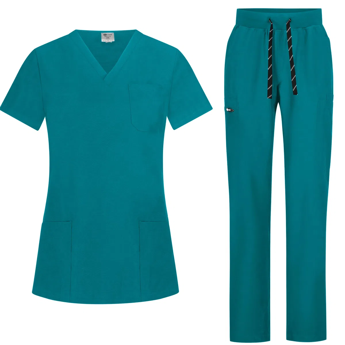 B-well Bella Uniforme Médicale Femme Élastique Ensemble: Haut et Pantalons + Blouse Medicale Femme/Vêtements Médicals Tenue Infirmiere