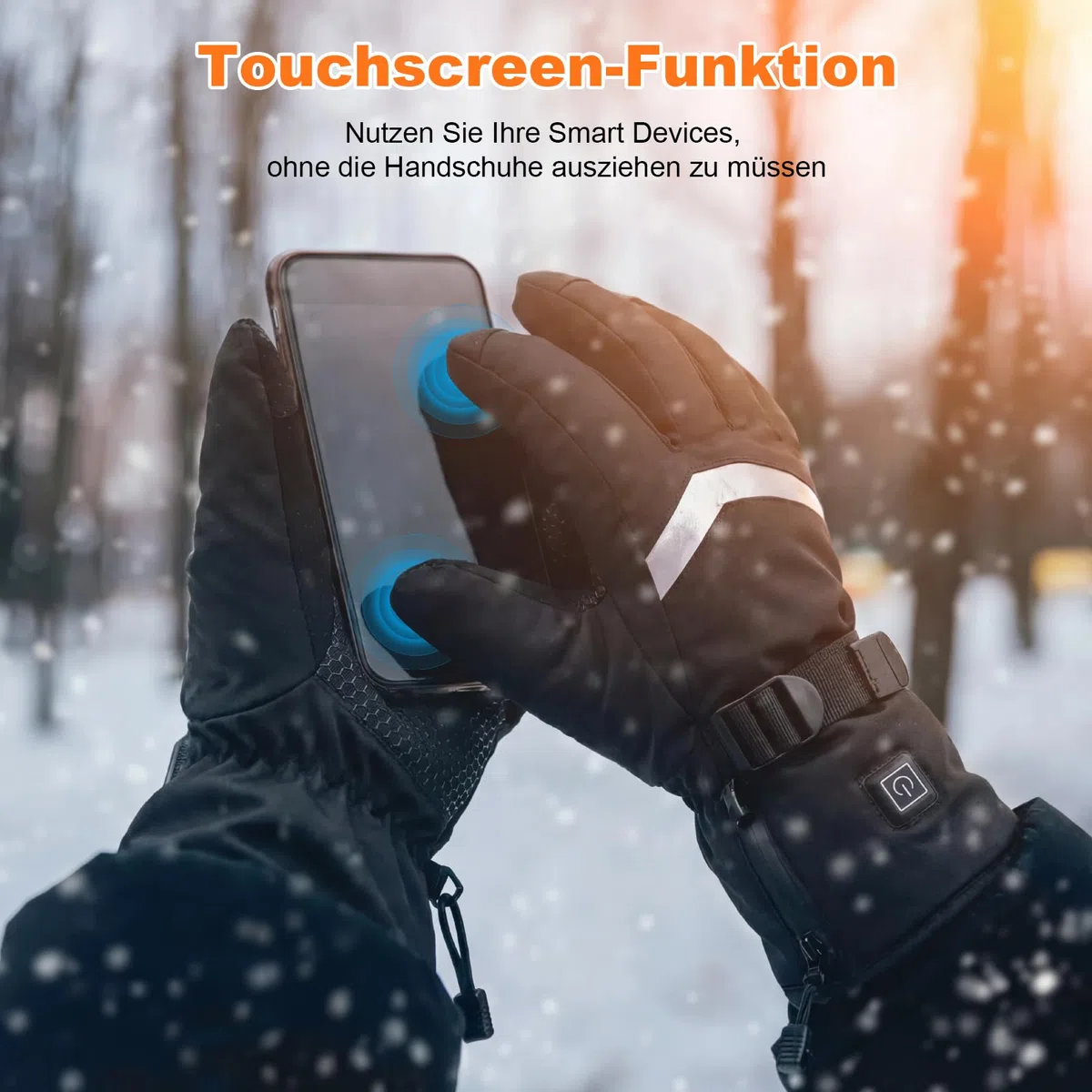 Gants Chauffants Rechargeables Homme Femme, 3 Températures Réglables Tactile Imperméable, Gants Chauffants pour Ski Moto Randonnée Hiver, Taille M/L/XL