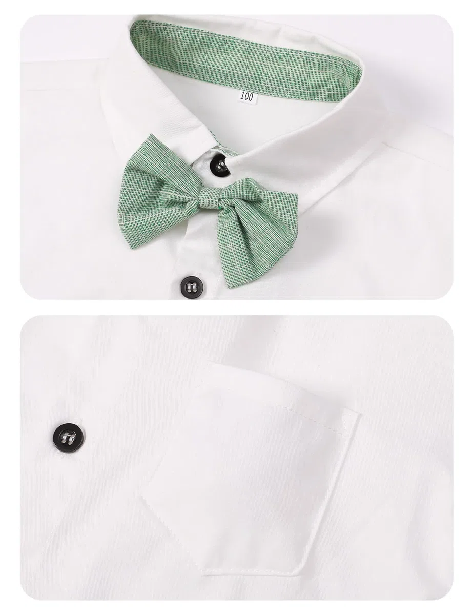 mintgreen Bébé Garçon Gentilhomme Tenu Ensemble Manche Courte Nœud Papillon Chemises Bretelles Un Pantalon Costume de Mariage, Taille: 1-4 Ans