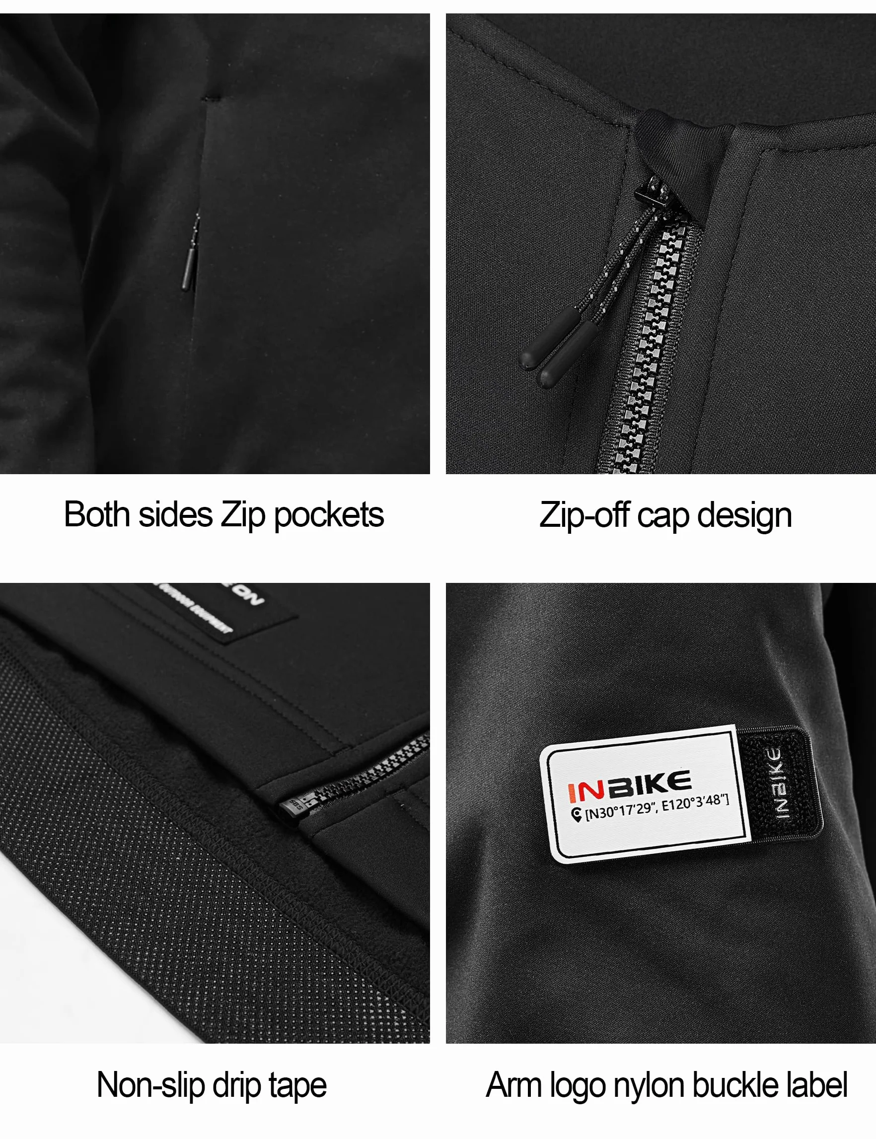INBIKE Vestes Cyclisme Homme Hiver Veste VTT Thermique Coupe-Vent Maillot de vélo Haute Élasticité Softshell Vêtements d'hiver Manteaux de Sport LS023