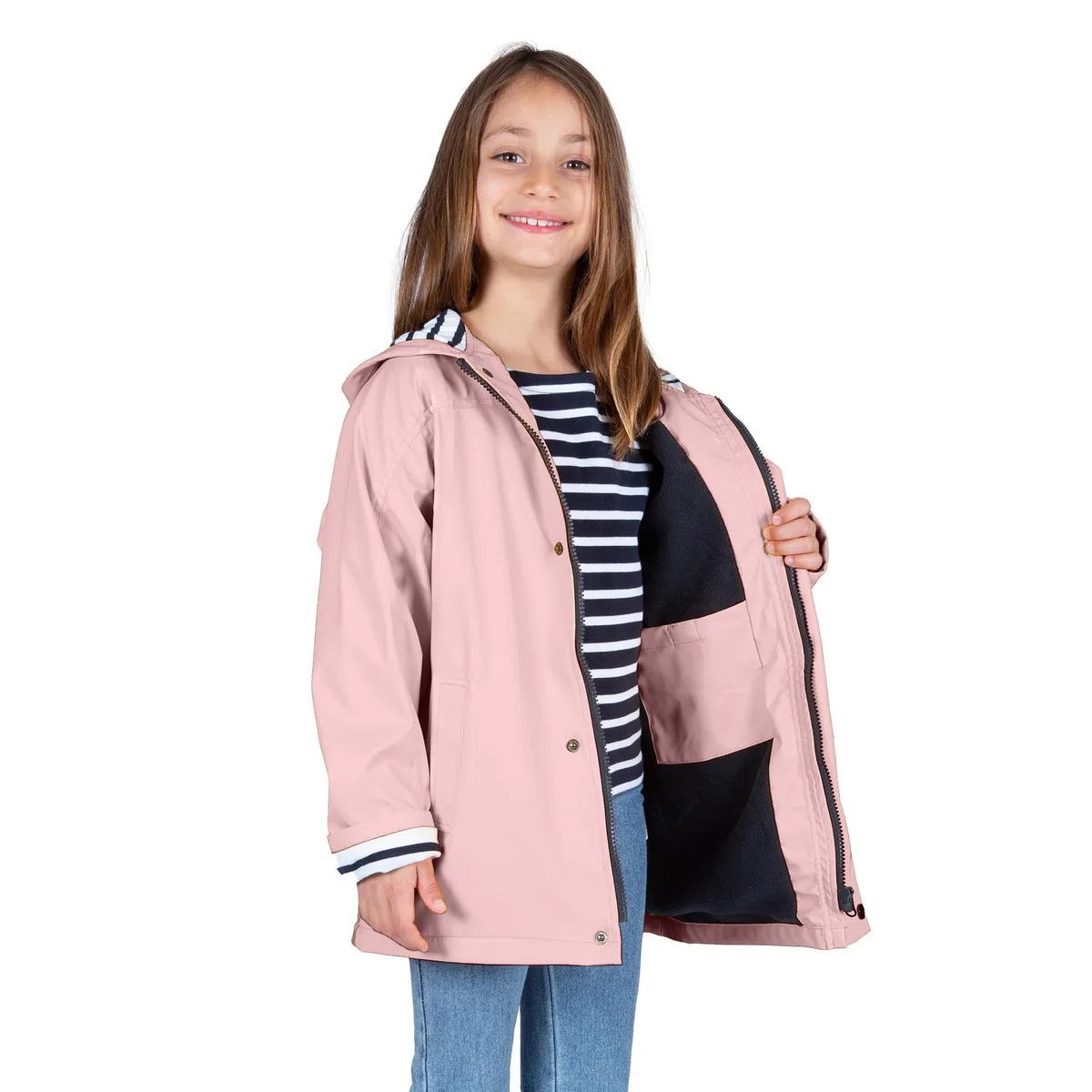 Breizh Ocean ARTIC KID Ciré Chaud Imperméable Enfant Capuche Rayée Marinière Manteau Garçon Fille 1-14 ans