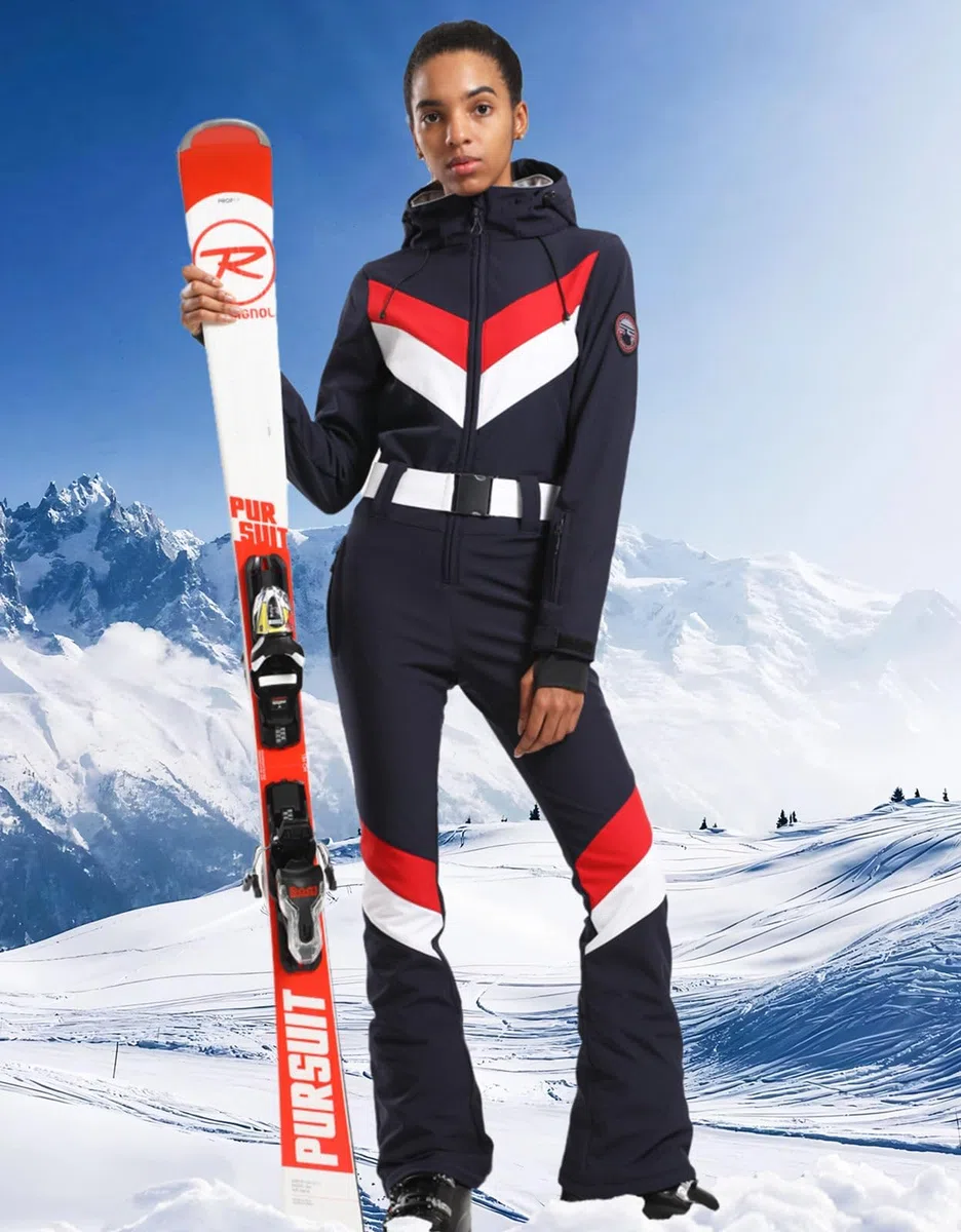 GSOU SNOW Combinaison de Ski Femme, Une Pièce Multiples Poches à Capuche Imperméable Coupe-vent Respirante Chaude