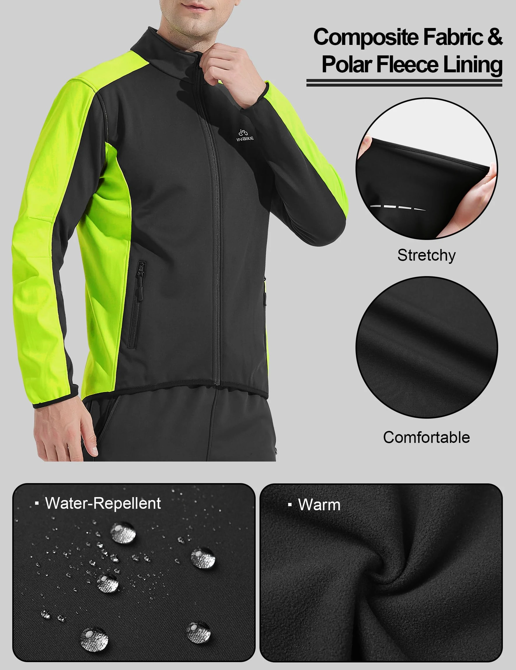 INBIKE Veste Cyclisme Homme Hiver Blouson Chaud Polaire Coupe Vent Vtt Velo WJ602