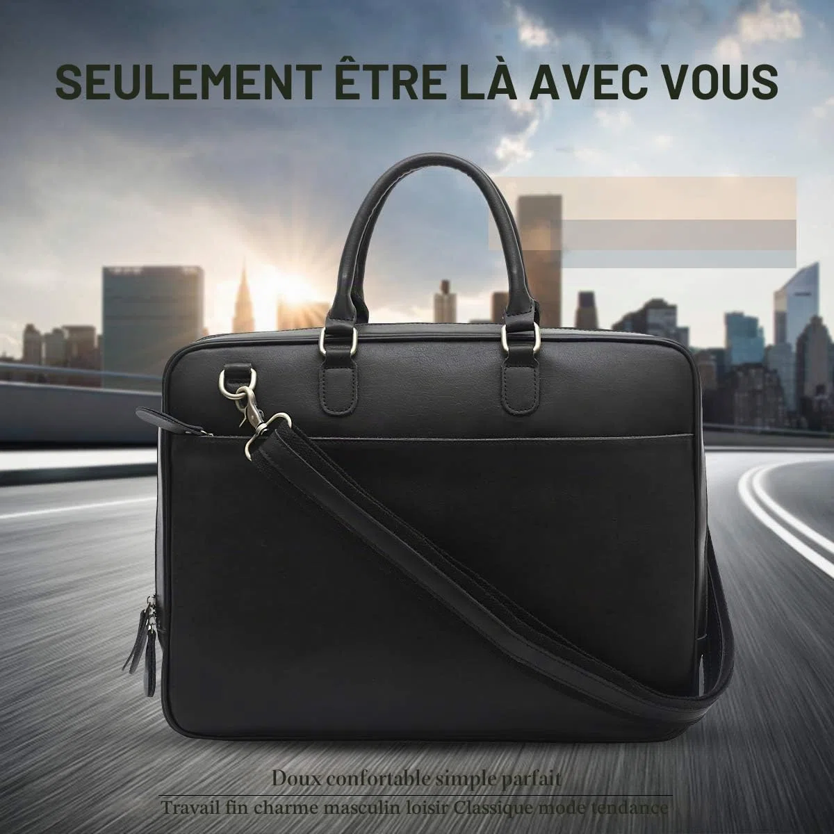 Leathario Sac Homme Porte Document Sac en Cuir Sac Messager Sac Ordinateur Homme Cuir