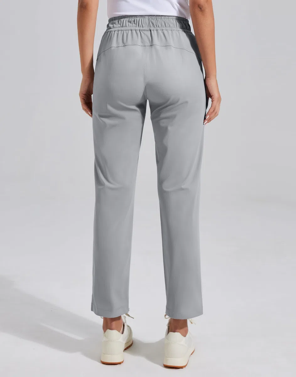 Pioneer Camp Pantalon de golf pour femme avec poches zippées Taille haute Extensible 7/8 Cheville Robe Travail Business Casual Pantalon de voyage
