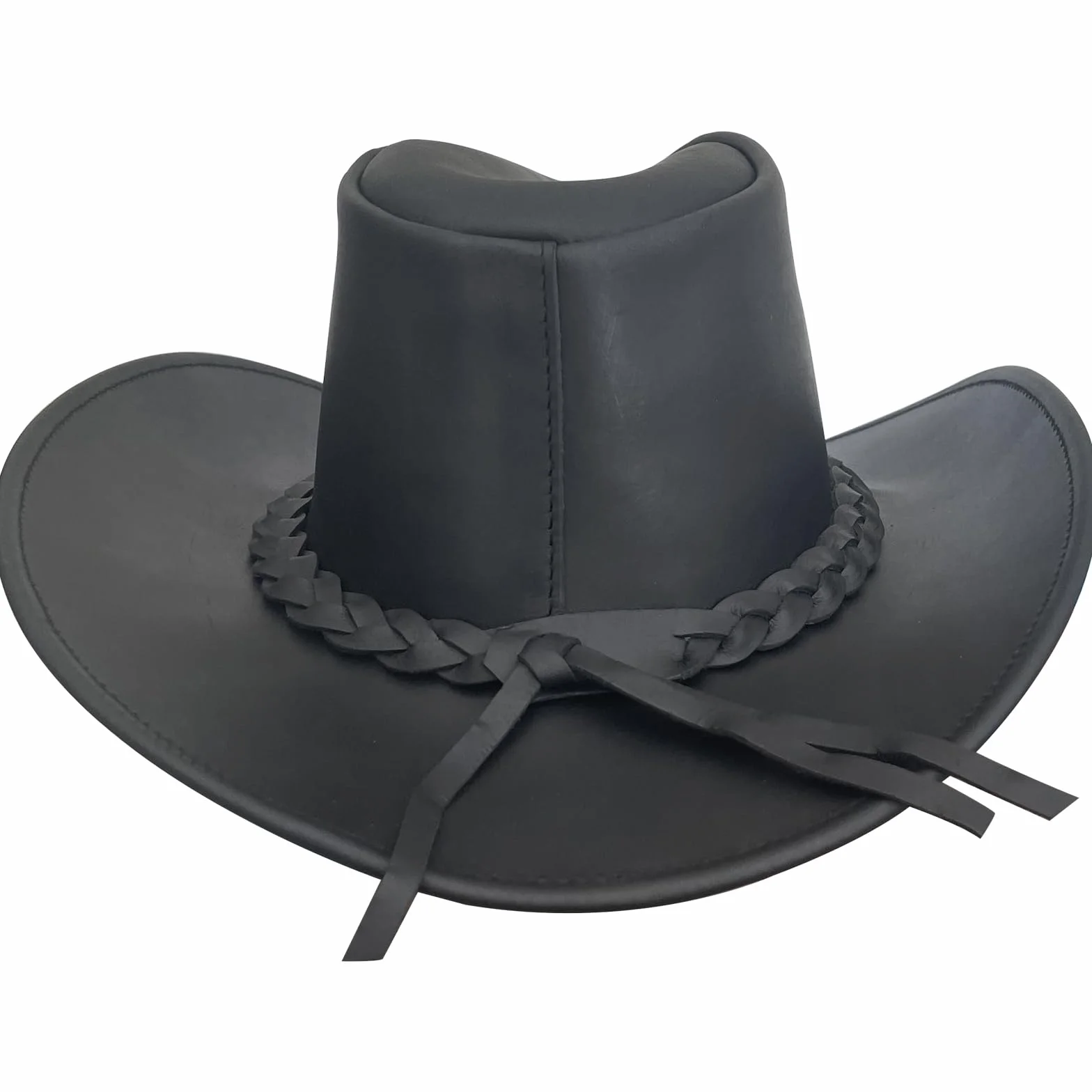 Pamposh Chapeau de Cowboy en Cuir pour Homme Fait à la Main à Large Bord Durable