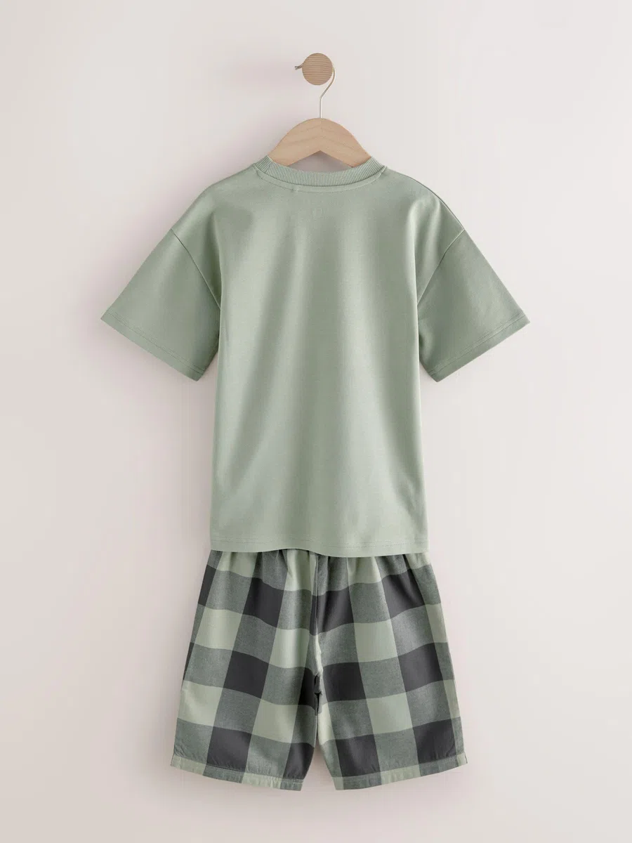 NEXT Garçon Pyjama Short tissés à Carreaux, Lot de 3