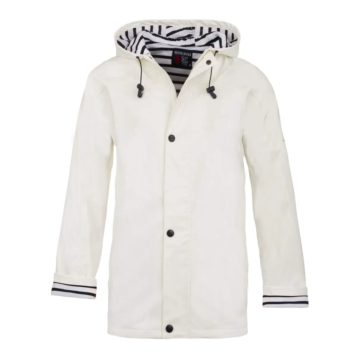 Breizh Ocean - Ciré, Veste Imperméable Femme, du XS au 4XL, Création Française ARMOR - Veste Femme avec Intérieur Rayé de Style Marinière - Manteau Femme