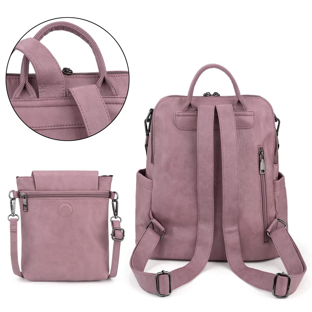 UTO Femme Sac à Dos avec Sangle Multi Poches Bien Organisé Similicuir Doux Vogue Cuir Synthétique