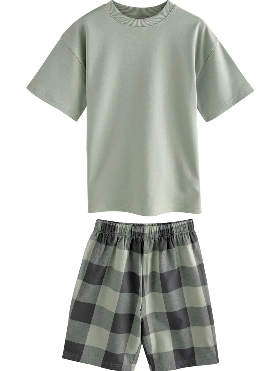 NEXT Garçon Pyjama Short tissés à Carreaux, Lot de 3