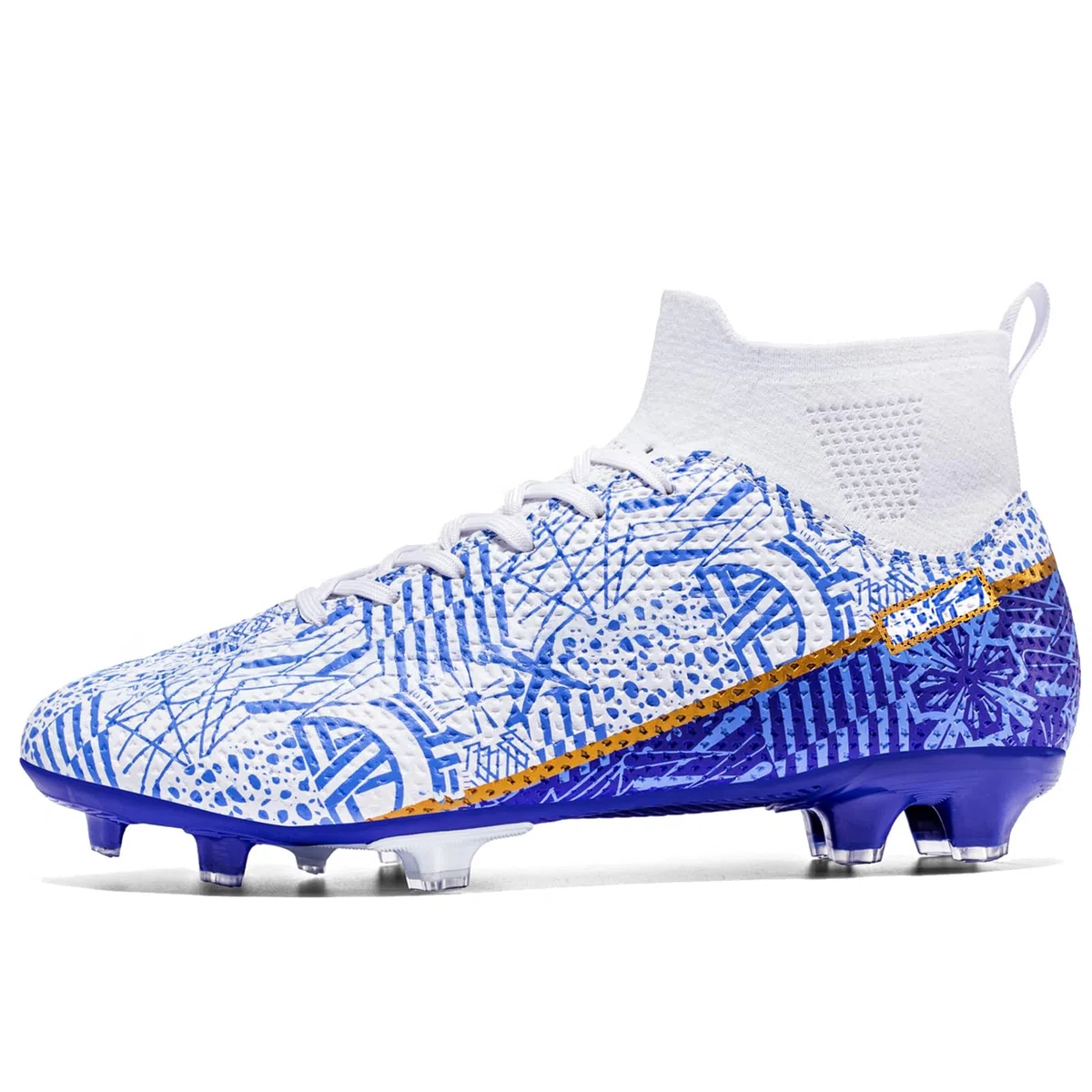 Donbest Chaussures de Football Homme Crampons Enfant Chaussure de Foot Spike pour Garçon High Top Chaussures de Sport en Plein Air Athlétisme Compétition