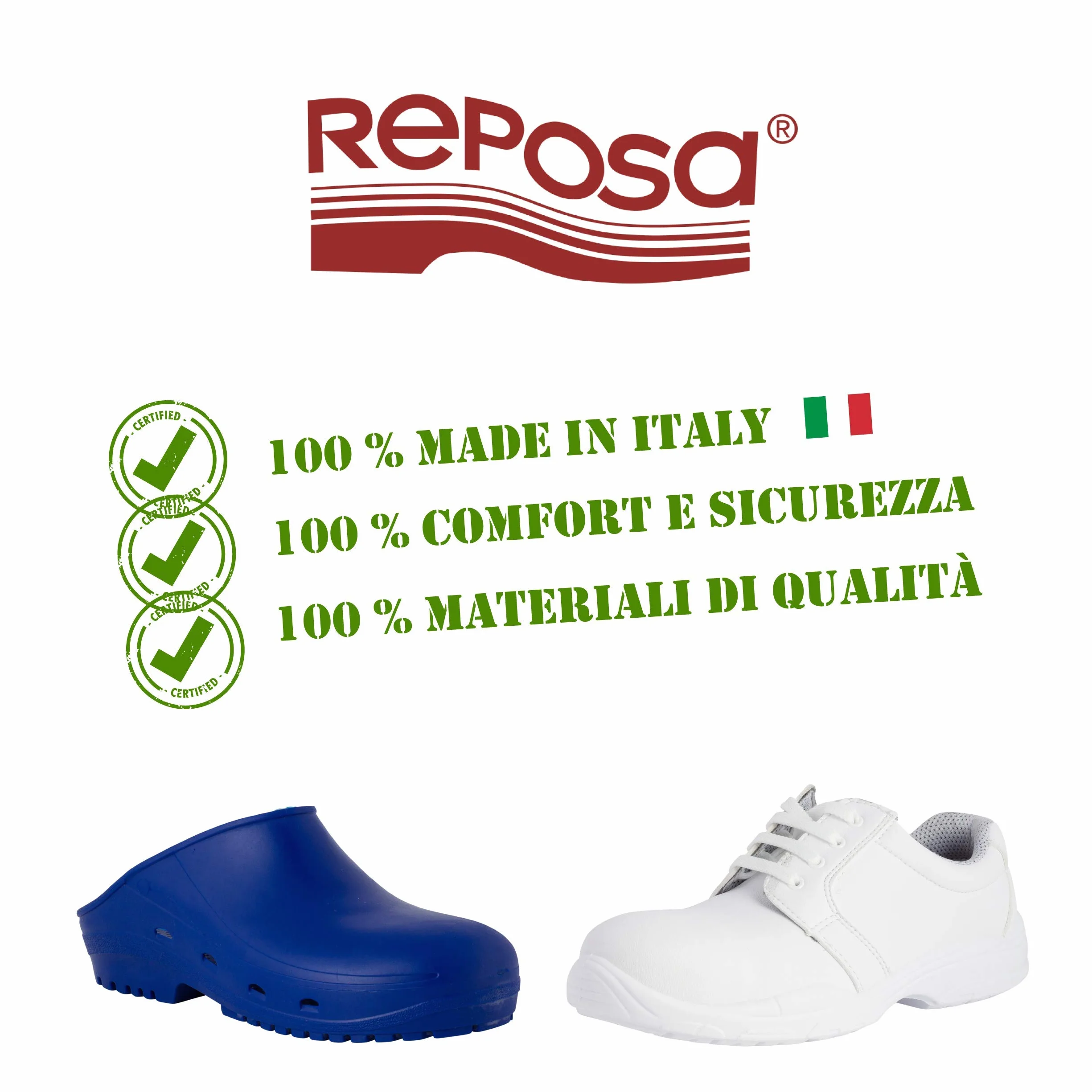 REPOSA Nurse - Chaussures de Travail Homme et Femme avec Embout de Sécurité en Composite, Chaussure Medicale et Cuisine Fermée sans Lacets, Chaussure Medicale Femme et Homme Antidérapant et Antichoc