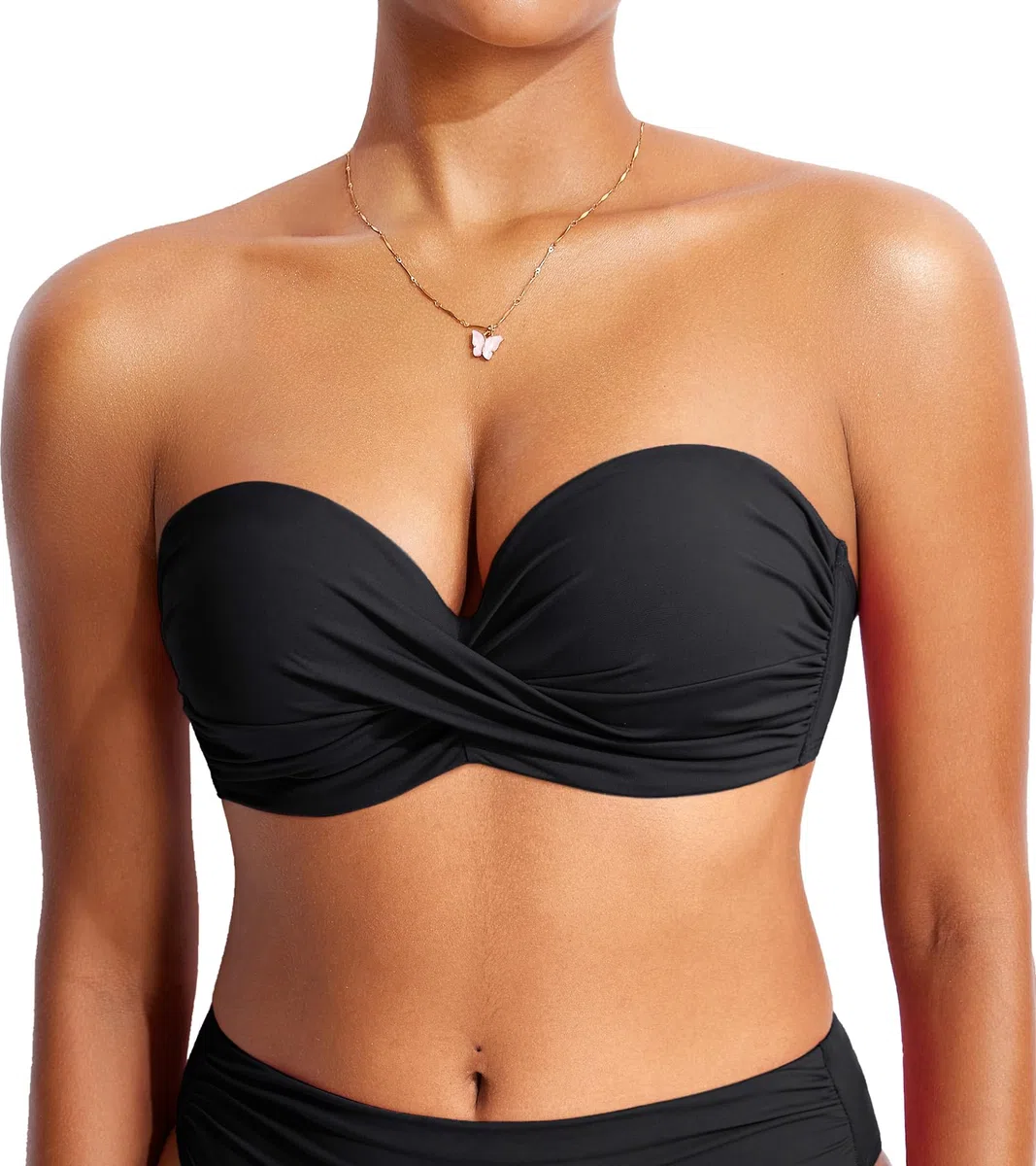 DOBREVA Femme Bikini Haut Soutien-Gorge avec Armatures Licou sans Bretelles Rembourré