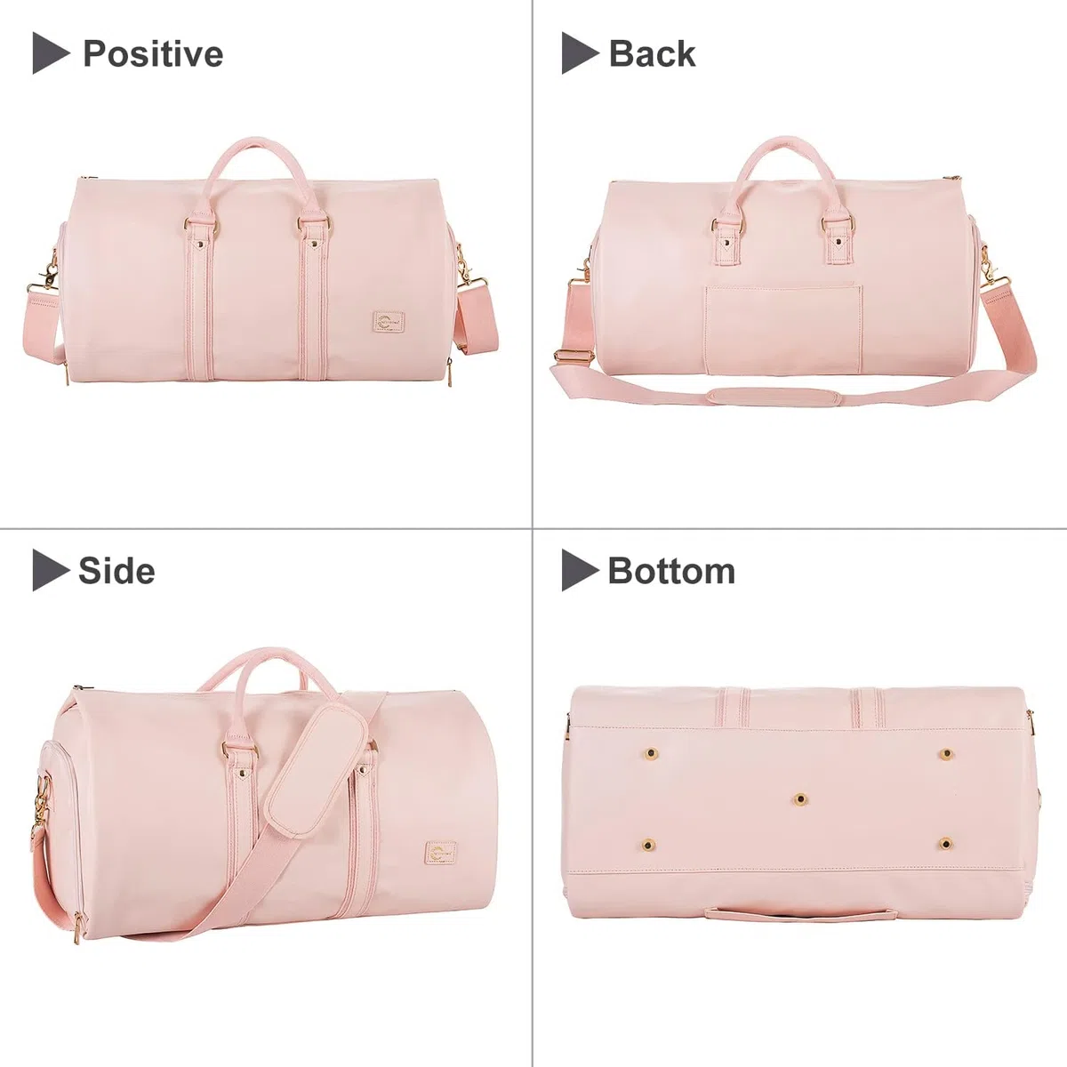 Sac à vêtements convertible en cuir pour femme, sac de voyage avec pochette à chaussures 2 en 1 à suspendre, Rose A1, Seyfocnia