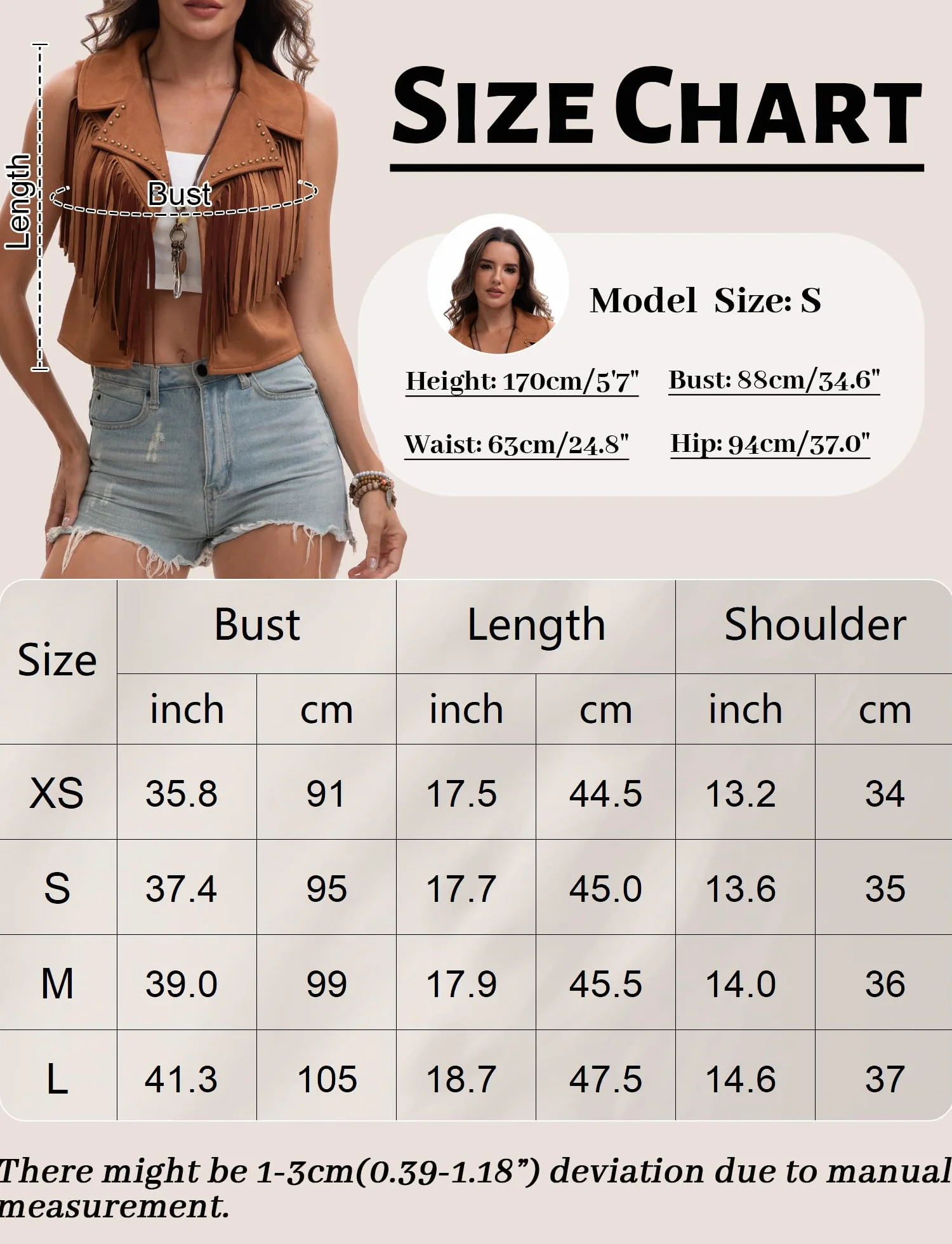 Gilet femme Gilet Hippie en Daim Synthétique Veste Vintage Sans Manches Vestes Courtes Élégantes à Franges Cardigan Cowgirl Western
