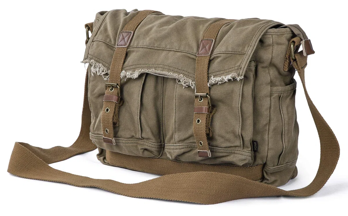 GOOTIUM Sac messager en toile vintage style bohème effiloché