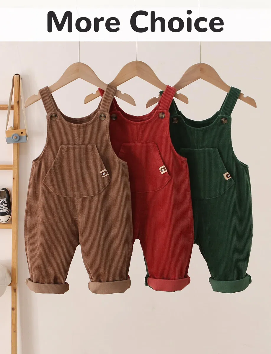 Salopette en Velours Côtelé pour Bébé Garçon Fille Combinaison Pantalon avec Bretelles 1-5 ans