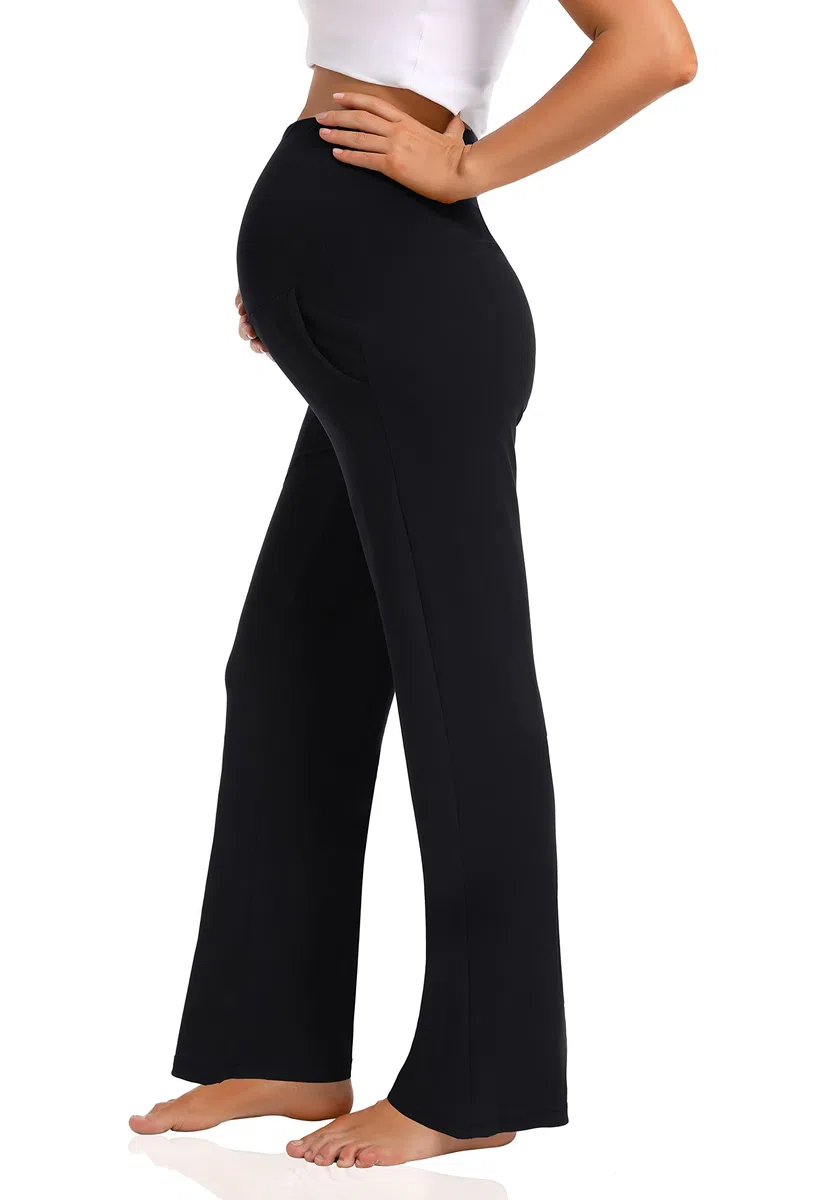 Foucome Pantalon de maternité décontracté ample et confortable avec poches pour femme