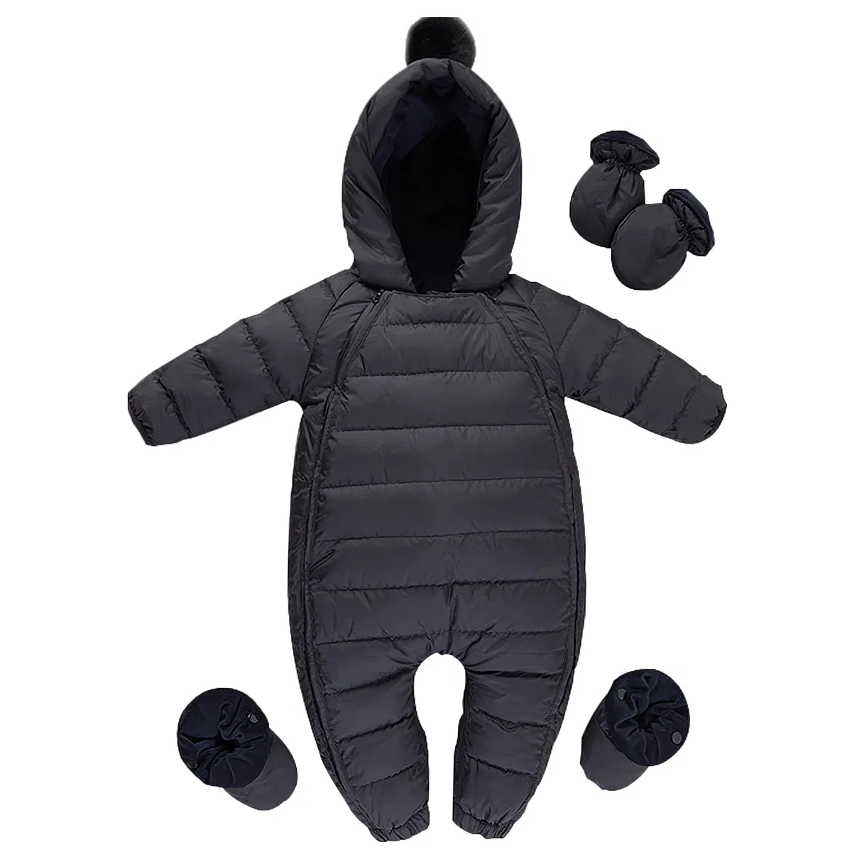amropi Combinaison de Neige Bébé avec Gants et Chaussons Fille Garçon Manteau à Capuche Jumpsuit pour 3-24 Mois