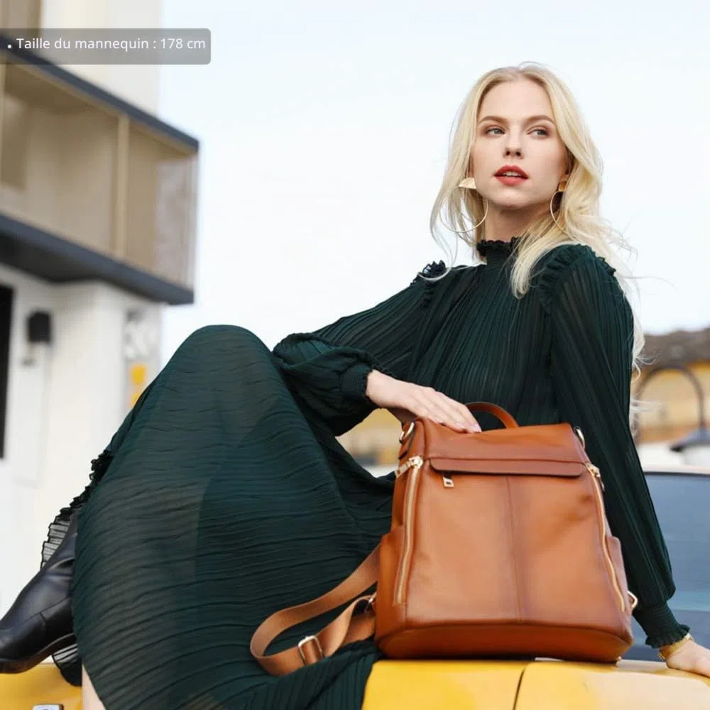 Kattee Sac à Dos Antivol Pour Femme Sac à BandoulièRe En Cuir VéRitable Mode Dames Sacoche Sacs