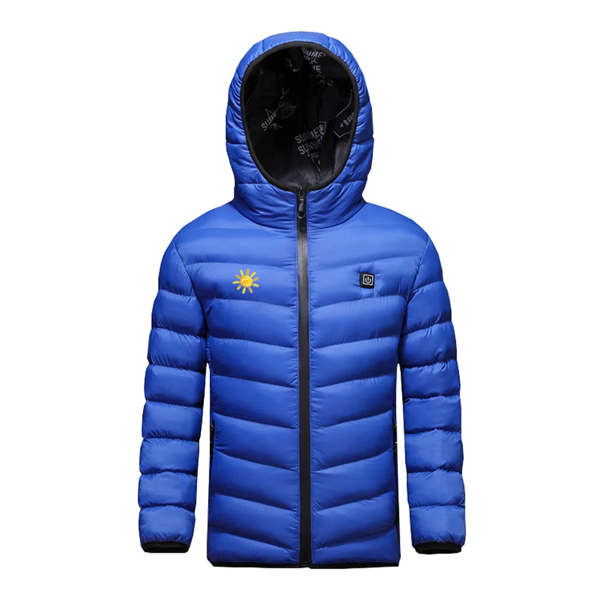 Veste Doudoune Chauffante Enfants Manteau USB Chauffant éLectrique Intelligent Blouson avec 3 Zones de Chauffage Jacket Imprimé Hiver Coupe-Vent Imperméable Vêtements Chauffants Lavable