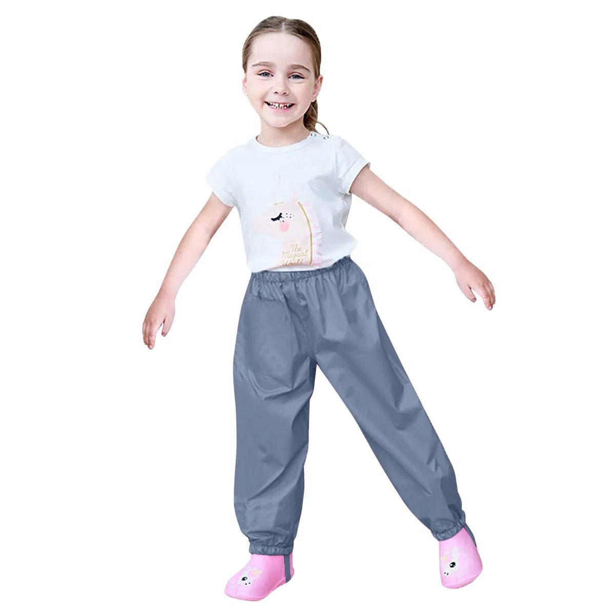 Pantalon de pluie élastique uni pour bébé garçon et fille - Baggy - Confortable - Droit - Imperméable - Pantalon long pour tout-petits - Barboteuse d'extérieur - Combinaison pour filles - Pantalon