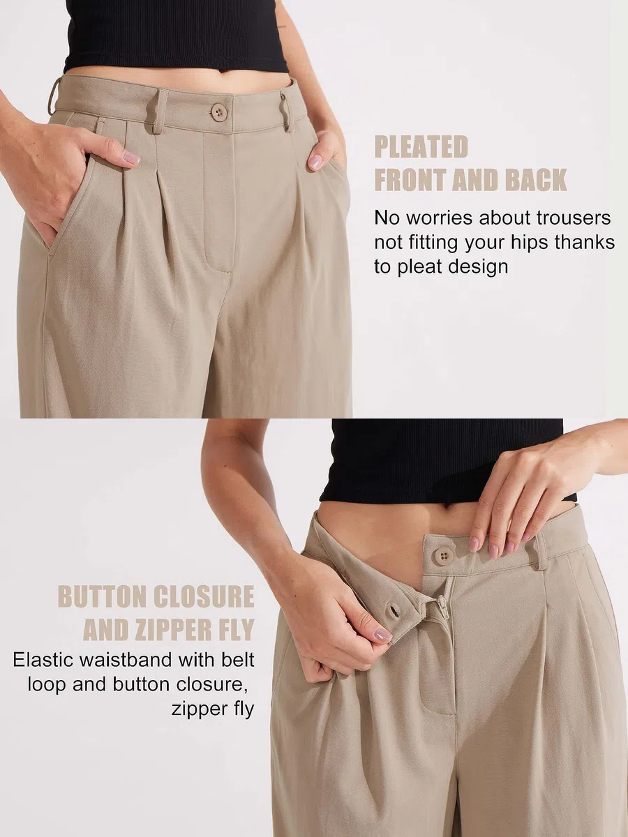 Libin Pantalon Large pour Femme - Taille Haute - 73,7 cm/78,7 cm - Pantalon de Travail Professionnel - Pantalon décontracté pour Yoga, Golf