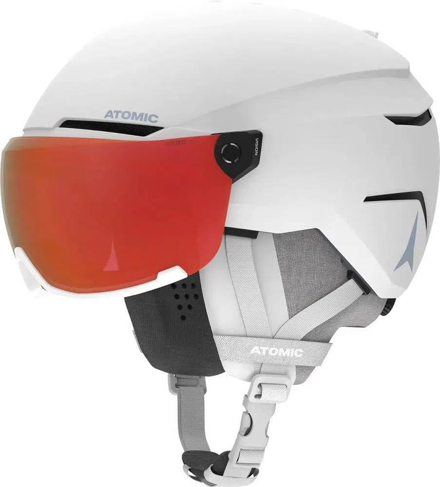 Salomon Atomic Savor Visor Photo Casque De Ski À Visière, Bruyère Blanche, Taille S, Absorption Maximale Des Chocs, Système De Ventilation Active Aircon, Miroir Haut De Gamme, Visibilité Parfaite