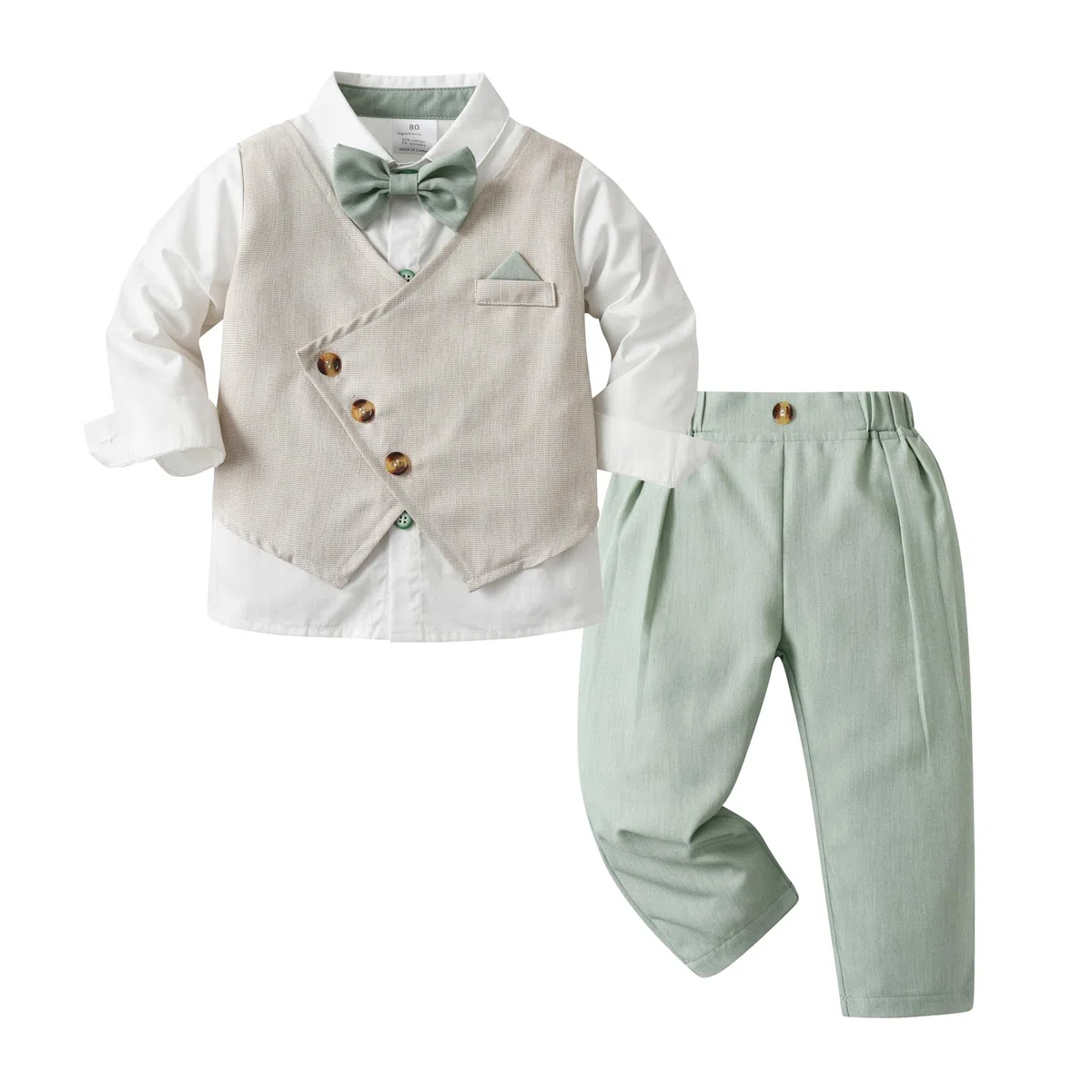 Volunboy Ensemble Costume Bébé Garçon Gentilhomme, Costumes Mariage Gilet Chemise Pantalon avec Noeud Papillon