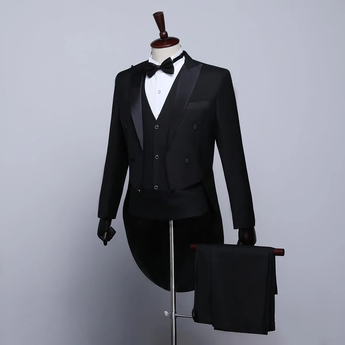 Costume de smoking pour homme - Coupe ajustée - Manteau à queue d'hirondelle - Costume de magicien pour adulte - Costume de magicien - Queue d'hirondelle