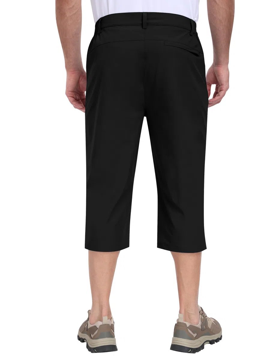 MoFiz Homme Pantacourt Cargo Été 3/4 Pantalon Capris Décontracté Séchage Rapide Extérieur Shorts de Randonnée avec 5 Poches Zippées