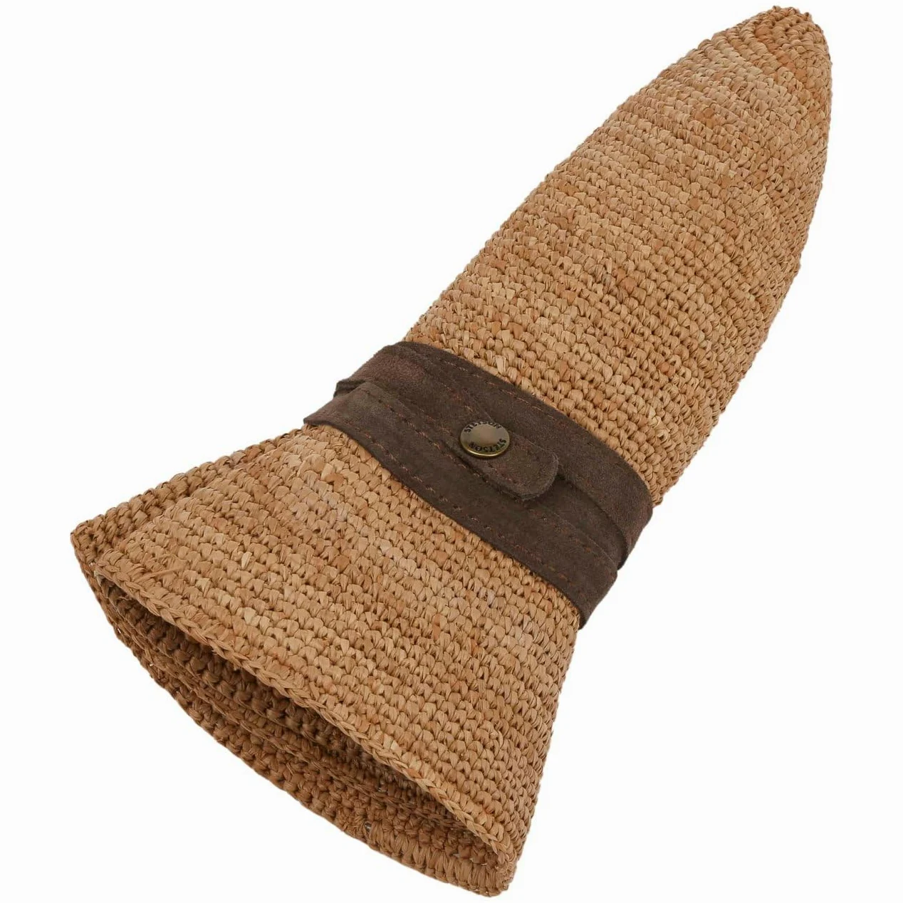 Stetson Chapeau en Paille Crochet Rollable Femme/Homme - Made in France D'Ete de Raphia Soleil avec Bandeau Cuir, Cuir Printemps-ete Printemps Ete
