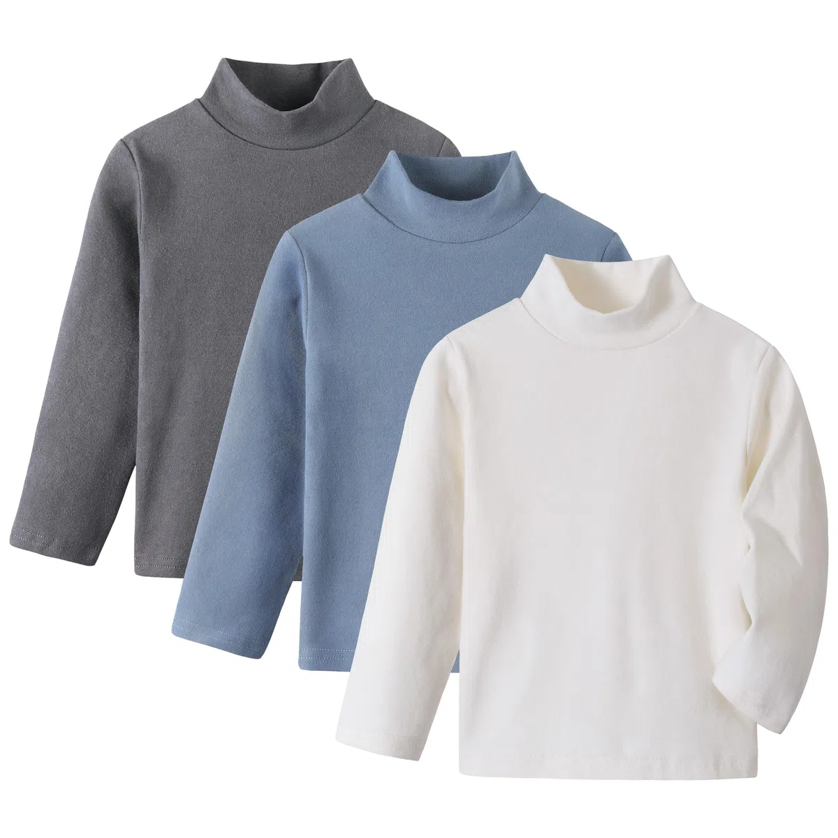Volunboy Lot de 3 Hauts Col Montant Manches Longues Bébé Enfant (1-6 Ans), Coton Souple sous-Couche Thermique T-Shirt