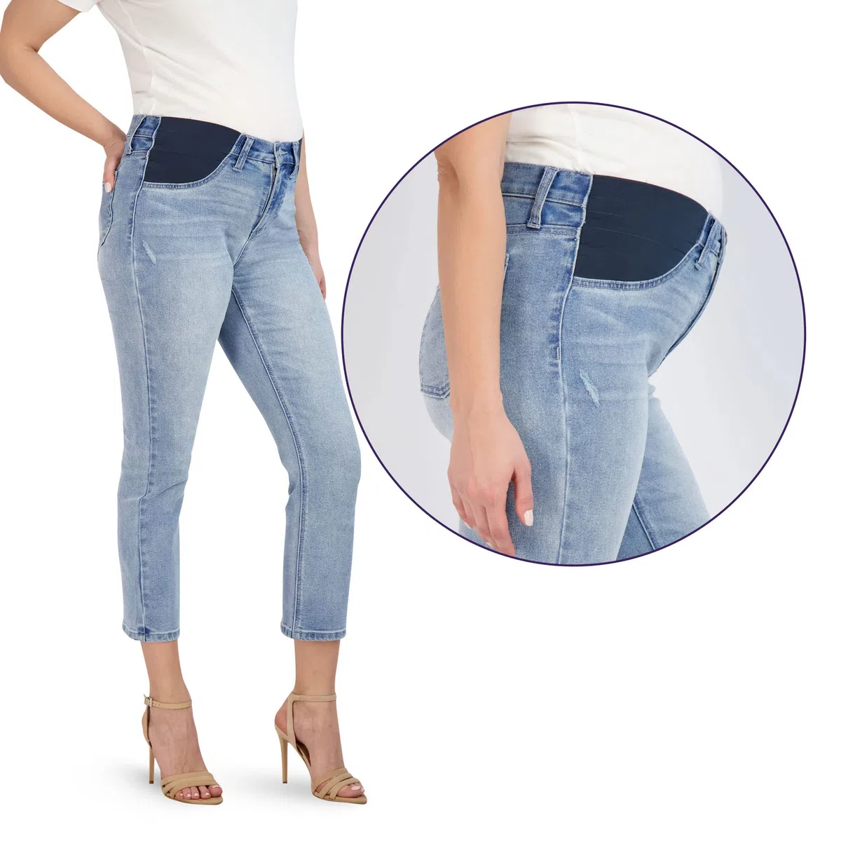 Savi Parker Jeans de maternité pour Femme, Pantalon élastique Taille Haute et Jambe Droite, vêtement de Grossesse pour Toutes Les Saisons, Entrejambe de 66,5 cm